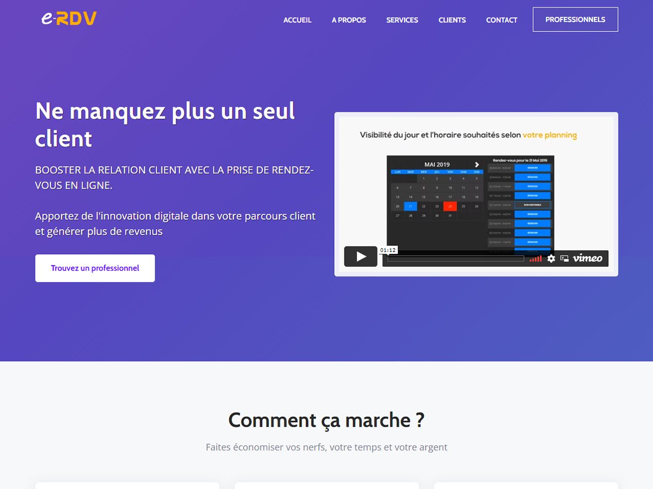 Page d’accueil du site E-rdv