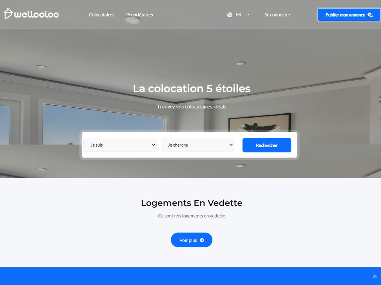 Page d’accueil du site Wellcoloc